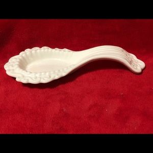 Milk Glass Glazed Spoon Rest